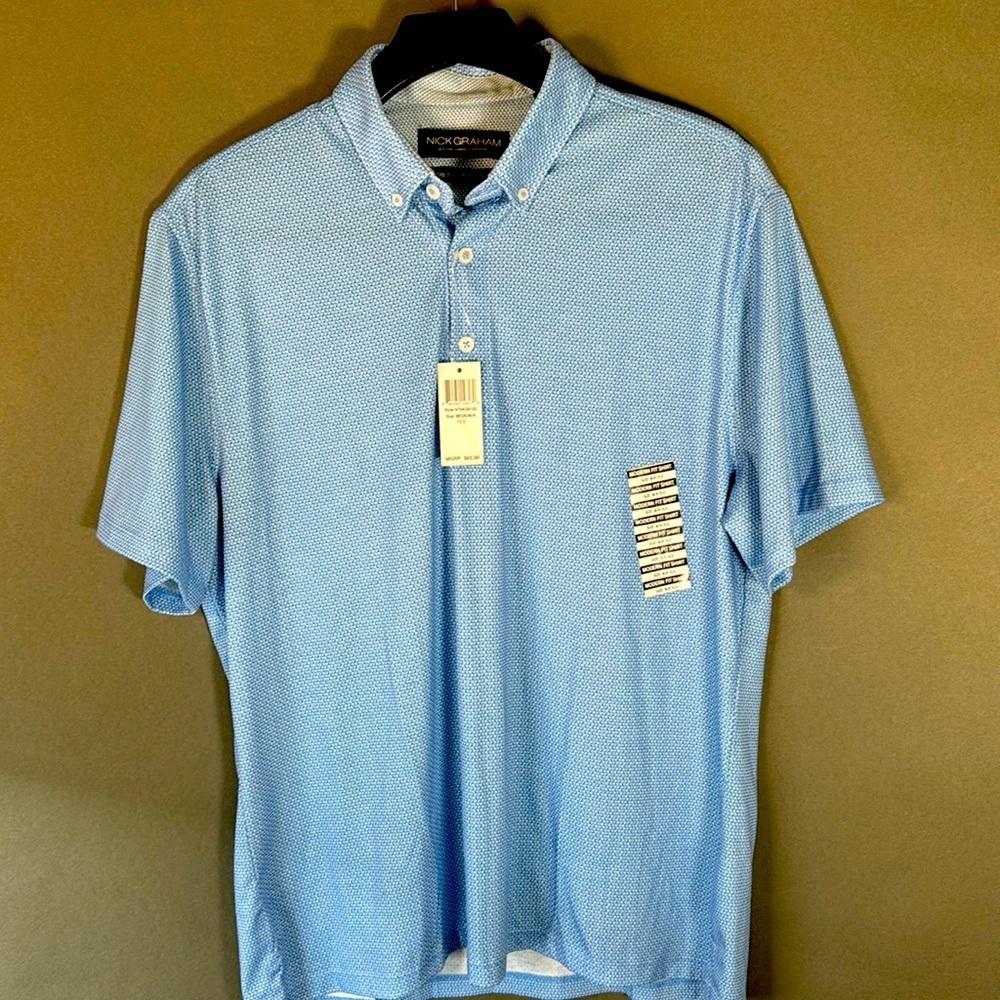 Nick Graham men’s golf shirt, sz Medium, short sleeve, stretch modern fit